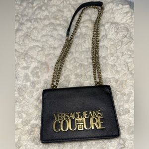 Versace Couture Black and Gold Crossover Bag